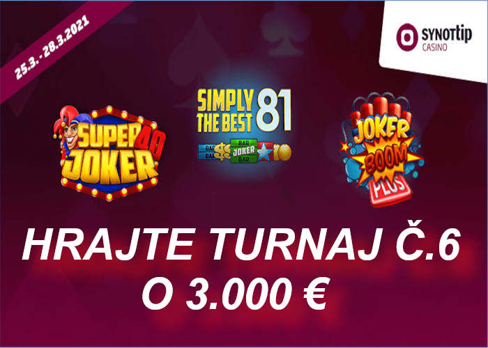 Turnaj 6 v Synot tip online casino | hrajte o bank 3.000 €