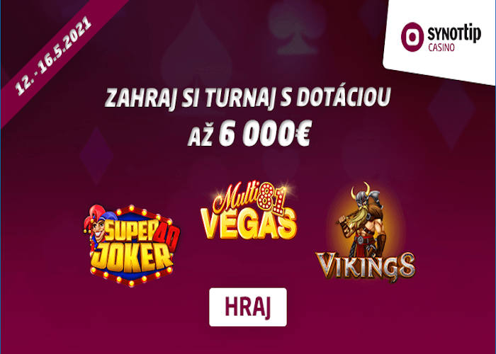 Hrajte turnaj v Synot Tip kasíne o 6.000 €