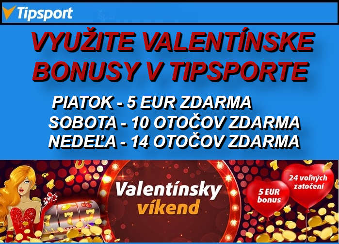 Valentinsky bonus v Tipsport online kasino | Vyuzite bonusy v Tipsporte zdarma